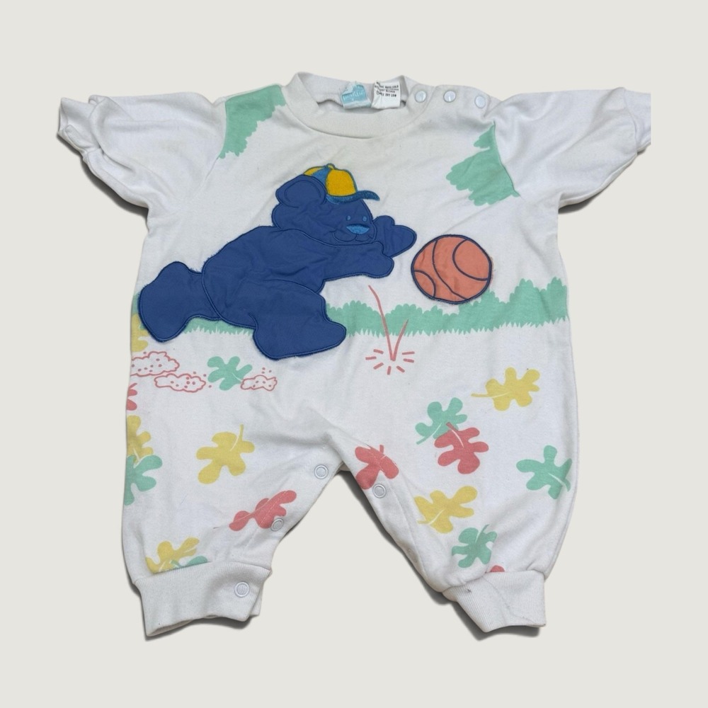 Bright Future Baby Romper 0-3 Months Basketball Bear Bounce Floral Vintage 90s